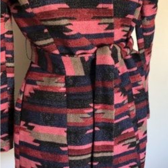 Anthropologie Tabitha Leona Wrap Hooded Aztec Western Boho Rodeo Cozy Coat S - Picture 6 of 9